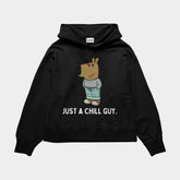 JUST A CHILL GUY Black Oversized Hoodie