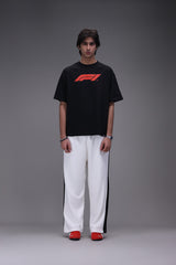 Striped Wide Leg Trousers White