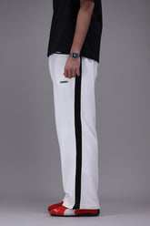 Striped Wide Leg Trousers White