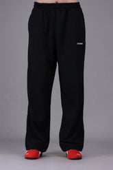 Wide Leg Terry Trousers Black