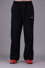 Wide Leg Terry Trousers Black