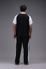Striped Wide Leg Trousers Black