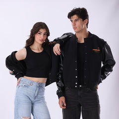 McLaren Faux Leather Sleeves Oversized Varsity Jacket
