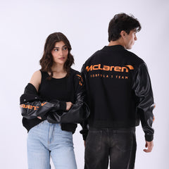 McLaren Faux Leather Sleeves Oversized Varsity Jacket