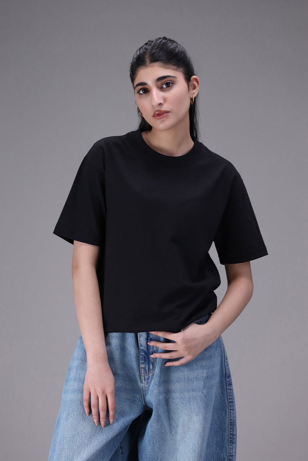 Crew Neck T-shirt in Black - Image 1