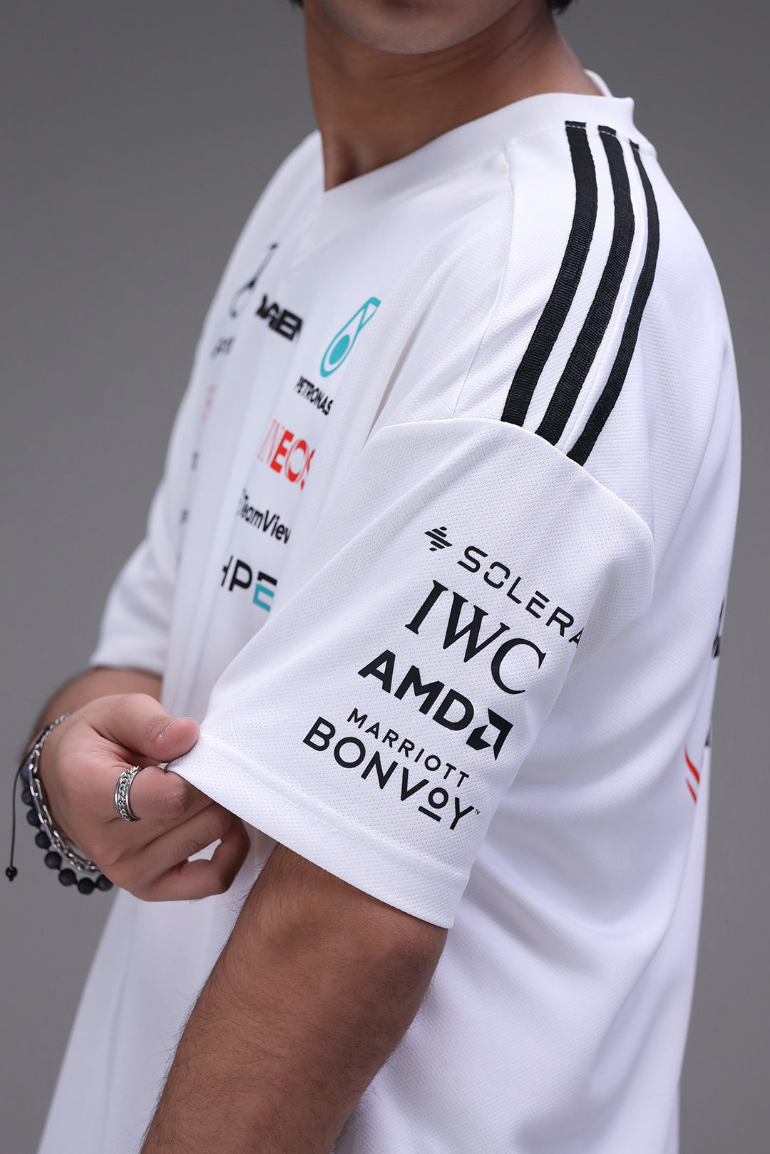 Mercedes AMG jersey back female model oversized fit