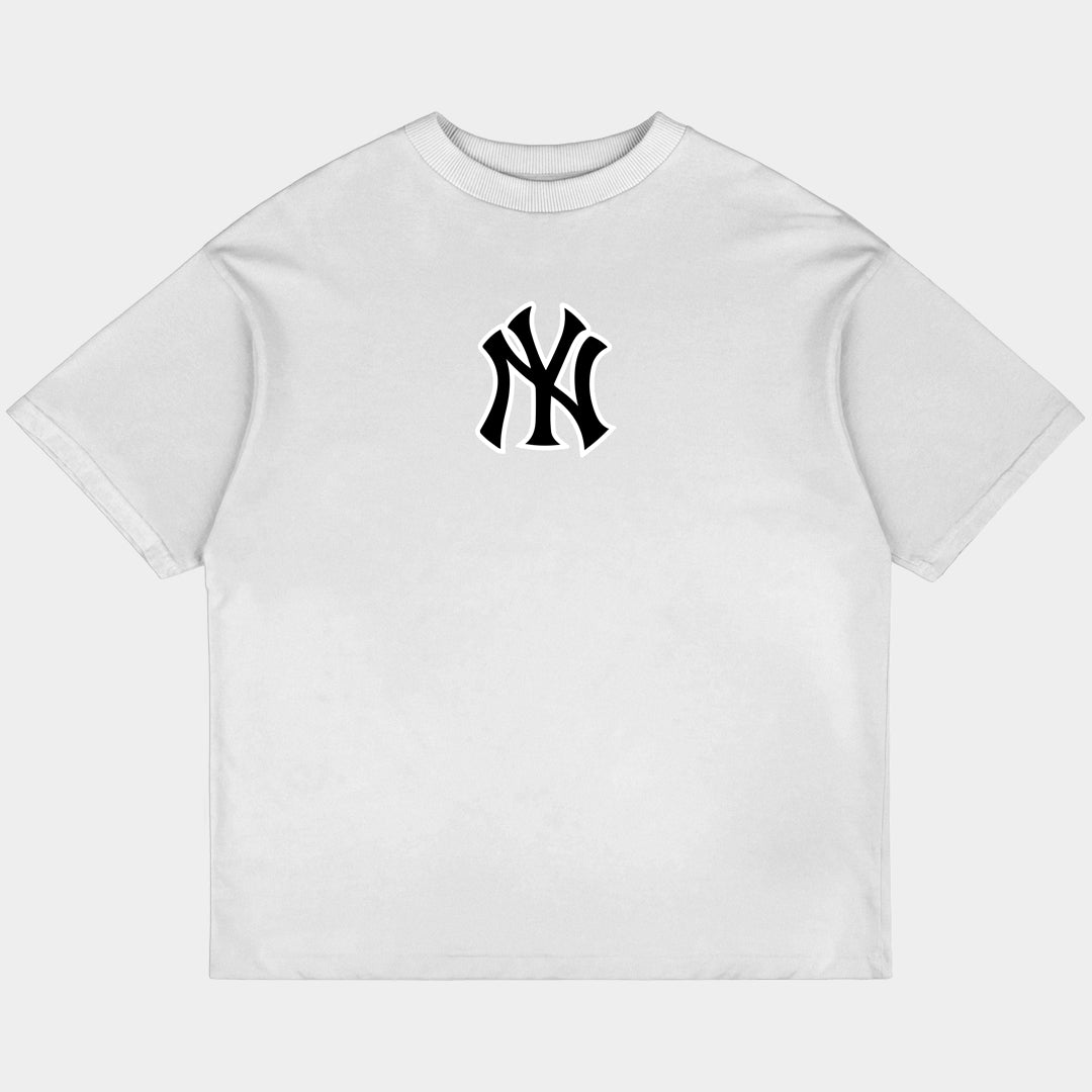 NY Yankees Home Game Oversized White Tee