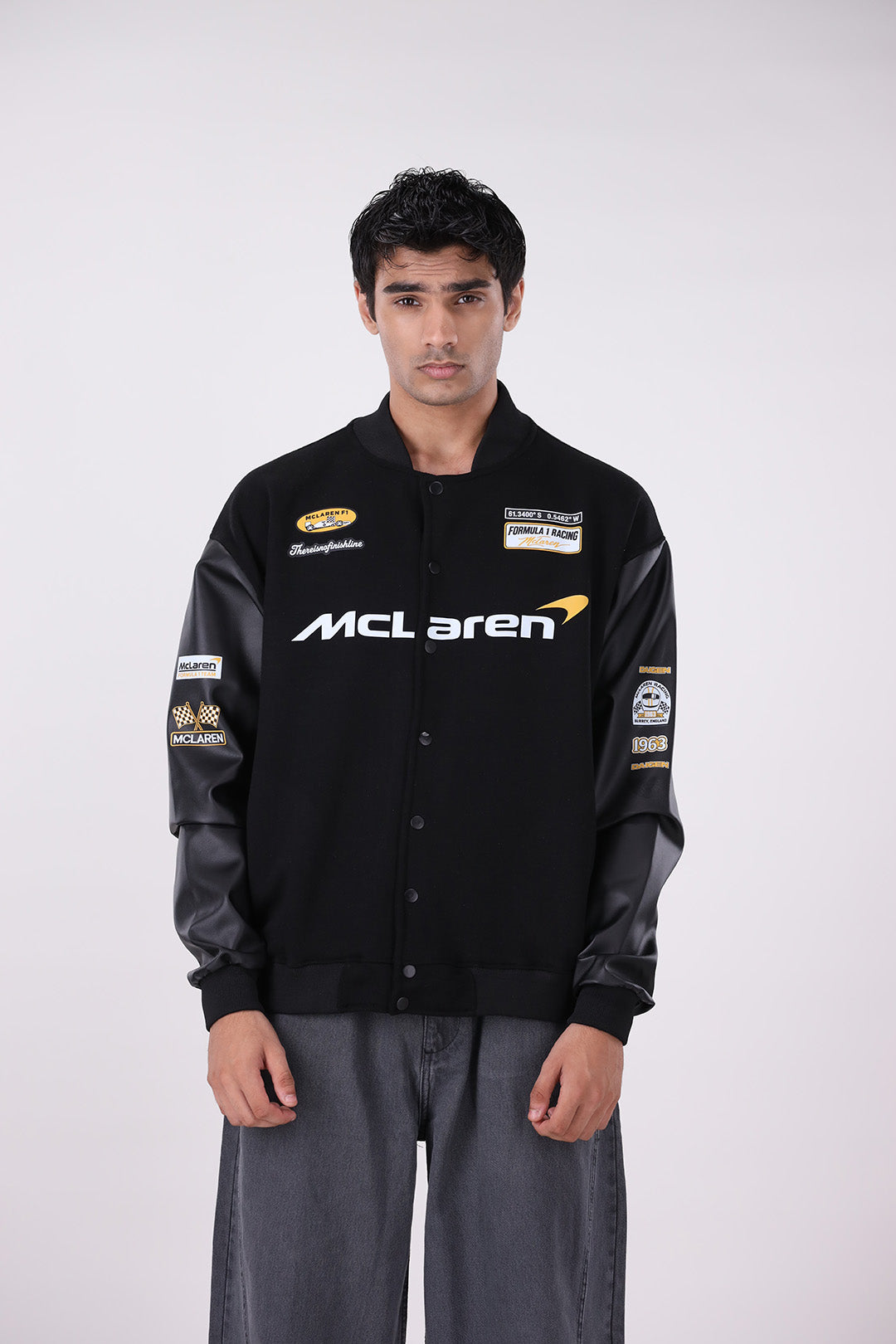 McLaren '2VI Faux Leather Varsity Jacket