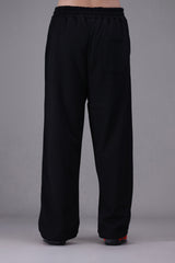 Wide Leg Terry Trousers Black