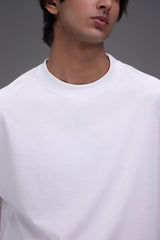 boxy fit t shirt front male detailed closeup of collar and tee
