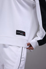 F1 jersey fabric and logo detail close up