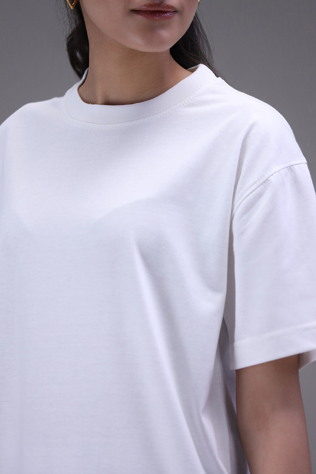 White t-shirt closeup and detailing